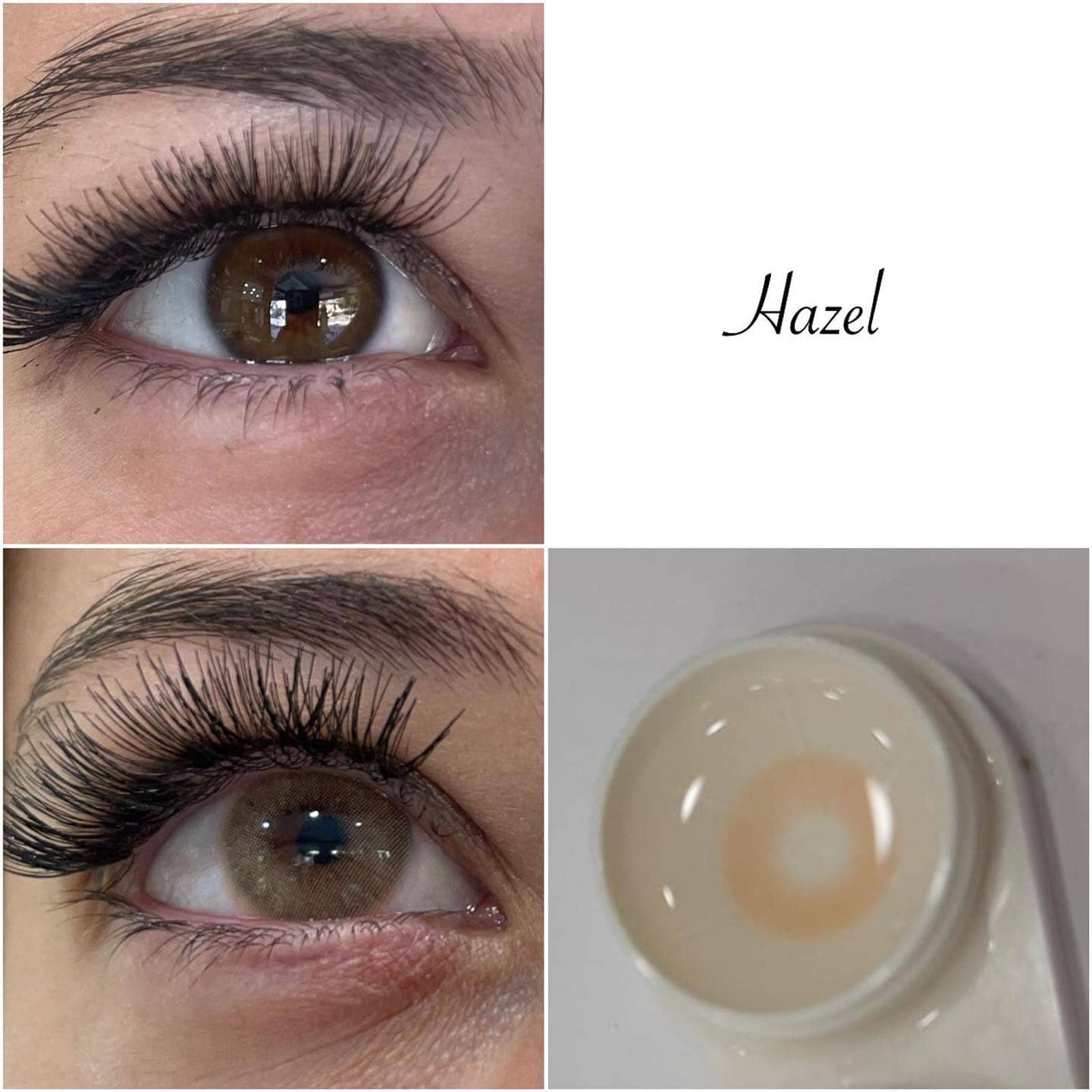 Hazel contact lenses: before and after on brown eyes—a natural transformation