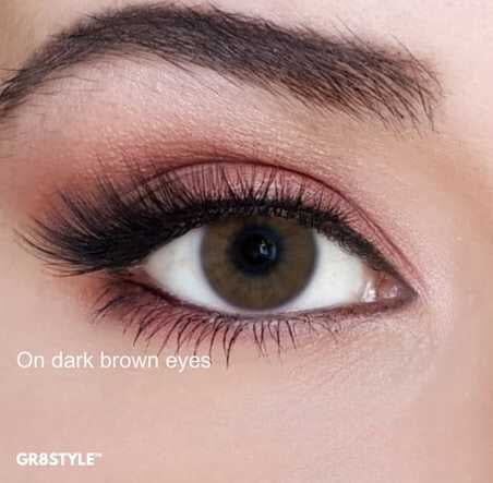 Hazel contact lenses on dark brown eyes – natural look 