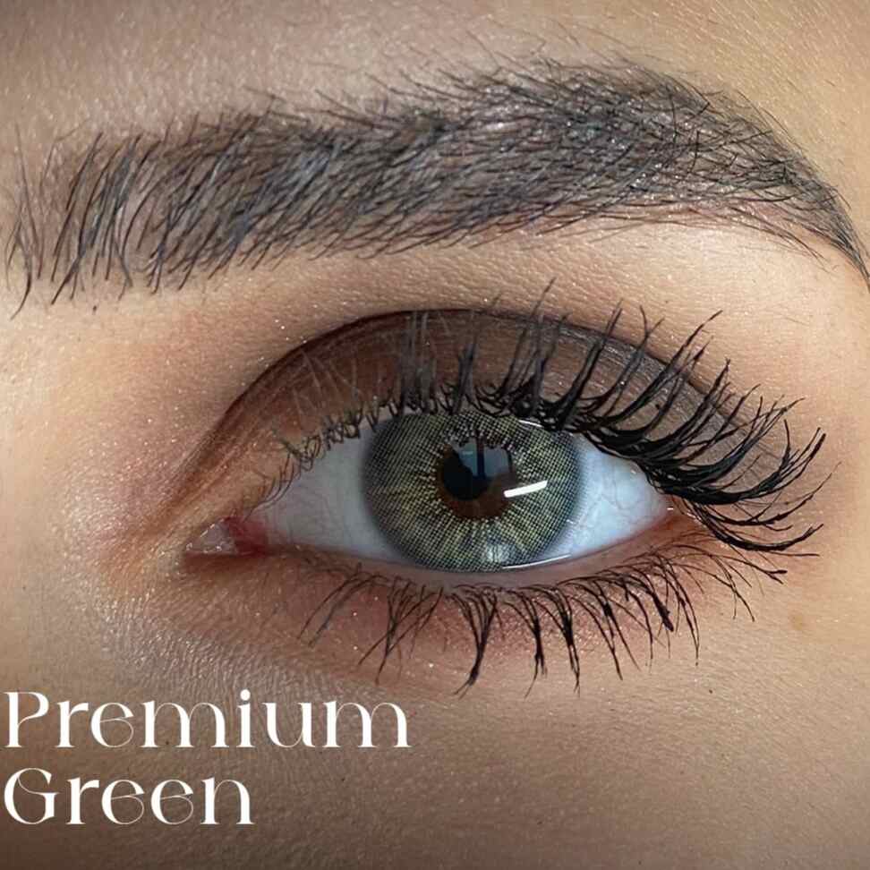 Labella Premium Green lenses on dark brown eyes 