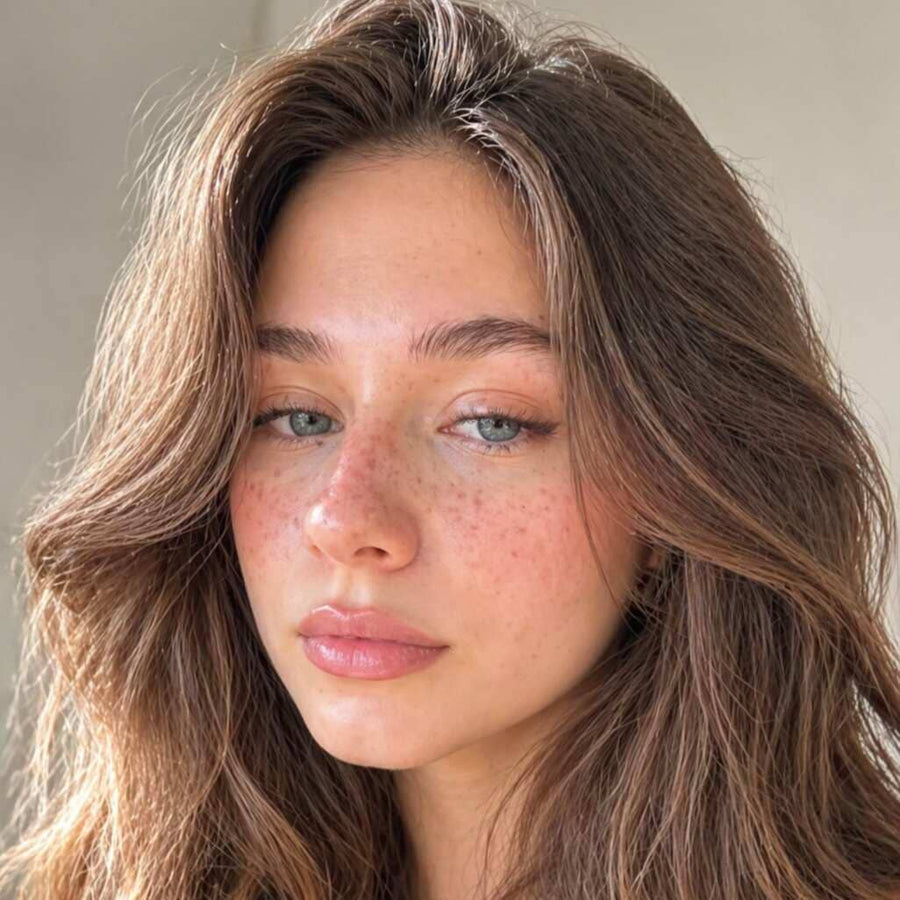 Grey colored lenses on dark brown eyes