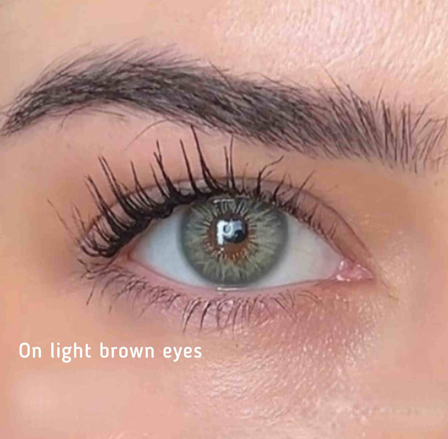 Labella Premium Green lenses on dark brown eyes 