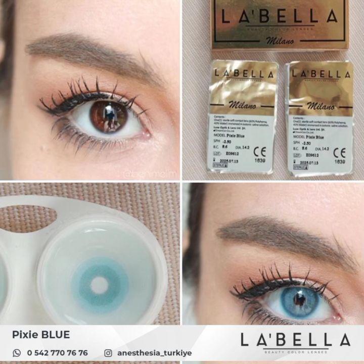 Labella Pixie Blue on dark brown eyes